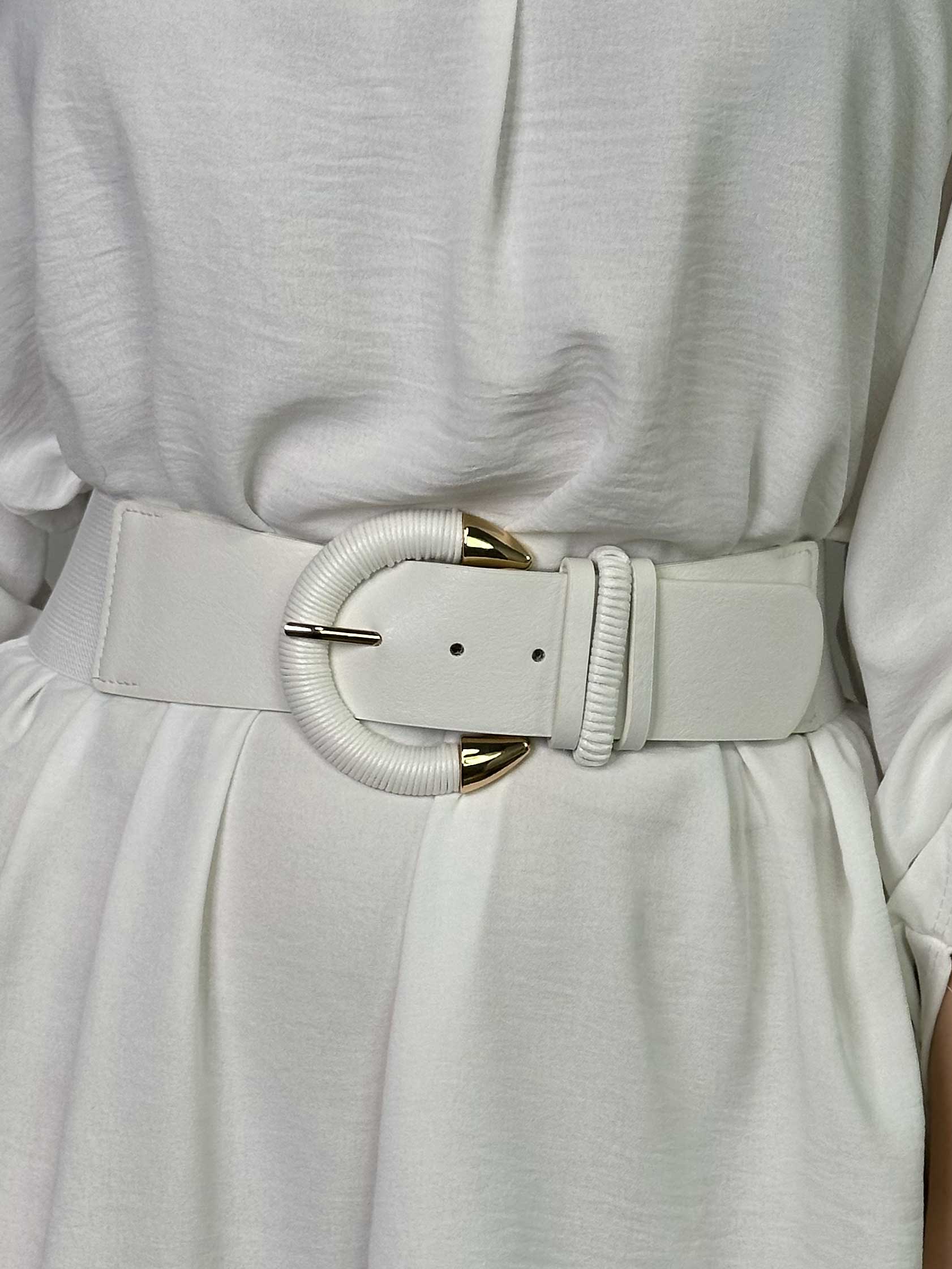 Emily - Elastisk taljebælte med læderlook detaljer